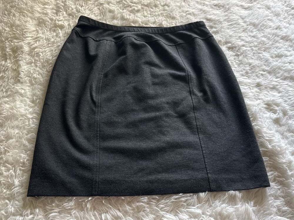 Ellen Tracy Charcoal‎ Grey Ponte Knit Pull-On Mini Skirt Size L